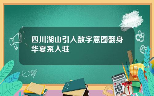 四川湖山引入数字意图翻身华夏系入驻