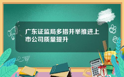 广东证监局多措并举推进上市公司质量提升