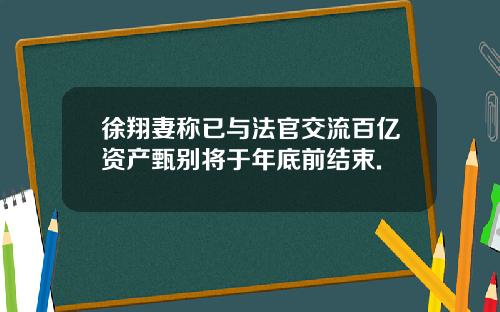 徐翔妻称已与法官交流百亿资产甄别将于年底前结束.