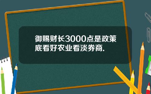 御赐财长3000点是政策底看好农业看淡券商.