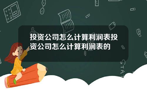 投资公司怎么计算利润表投资公司怎么计算利润表的