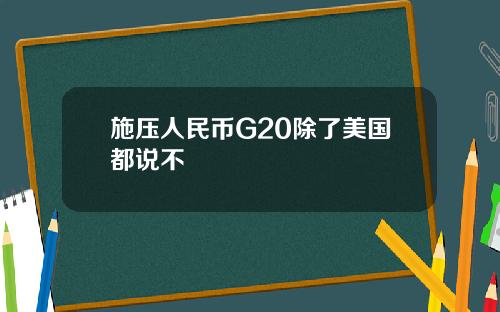 施压人民币G20除了美国都说不