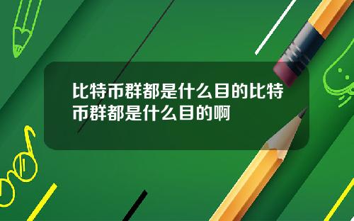 比特币群都是什么目的比特币群都是什么目的啊