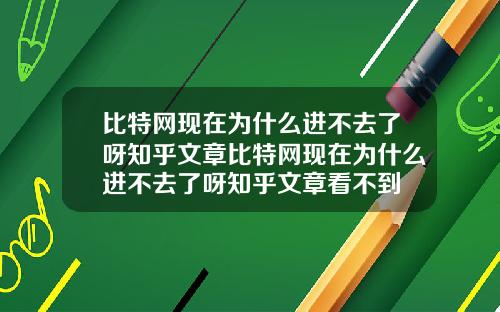 比特网现在为什么进不去了呀知乎文章比特网现在为什么进不去了呀知乎文章看不到