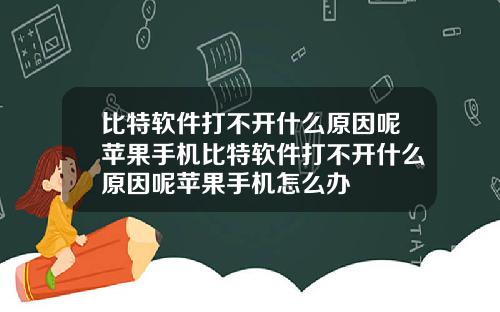 比特软件打不开什么原因呢苹果手机比特软件打不开什么原因呢苹果手机怎么办