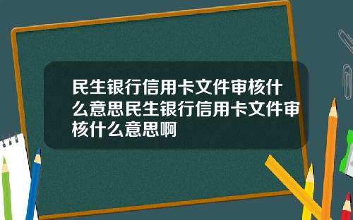 民生银行信用卡文件审核什么意思民生银行信用卡文件审核什么意思啊