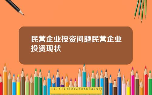 民营企业投资问题民营企业投资现状