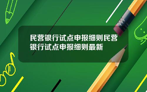 民营银行试点申报细则民营银行试点申报细则最新