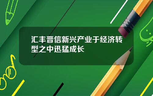 汇丰晋信新兴产业于经济转型之中迅猛成长