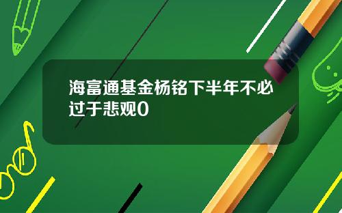 海富通基金杨铭下半年不必过于悲观0