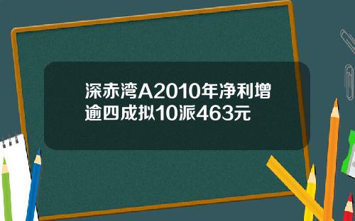 深赤湾A2010年净利增逾四成拟10派463元