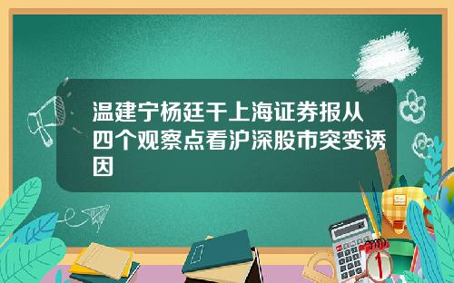 温建宁杨廷干上海证券报从四个观察点看沪深股市突变诱因