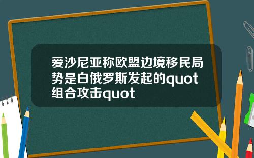 爱沙尼亚称欧盟边境移民局势是白俄罗斯发起的quot组合攻击quot