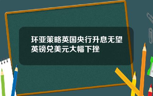 环亚策略英国央行升息无望英镑兑美元大幅下挫