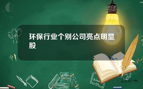 环保行业个别公司亮点明显股