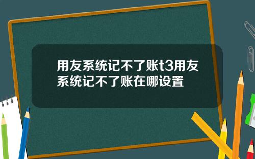 用友系统记不了账t3用友系统记不了账在哪设置