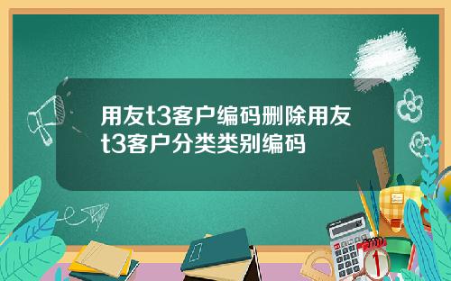 用友t3客户编码删除用友t3客户分类类别编码