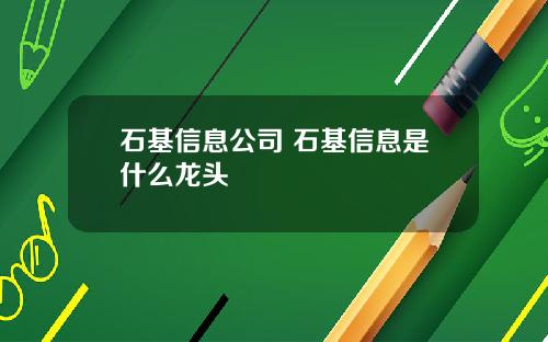 石基信息公司 石基信息是什么龙头