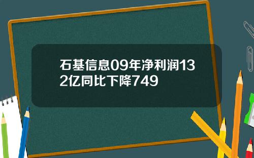 石基信息09年净利润132亿同比下降749