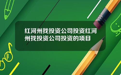 红河州找投资公司投资红河州找投资公司投资的项目