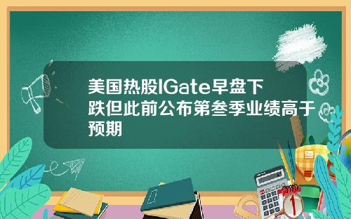 美国热股IGate早盘下跌但此前公布第叁季业绩高于预期