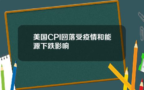 美国CPI回落受疫情和能源下跌影响