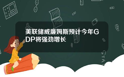 美联储威廉姆斯预计今年GDP将强劲增长