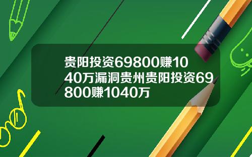 贵阳投资69800赚1040万漏洞贵州贵阳投资69800赚1040万