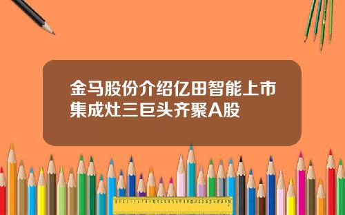 金马股份介绍亿田智能上市集成灶三巨头齐聚A股