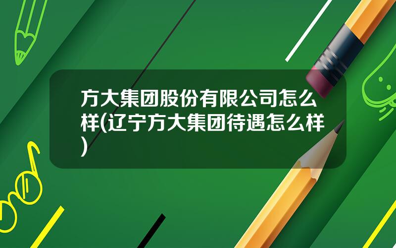 方大集团股份有限公司怎么样(辽宁方大集团待遇怎么样)