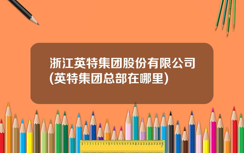 浙江英特集团股份有限公司(英特集团总部在哪里)