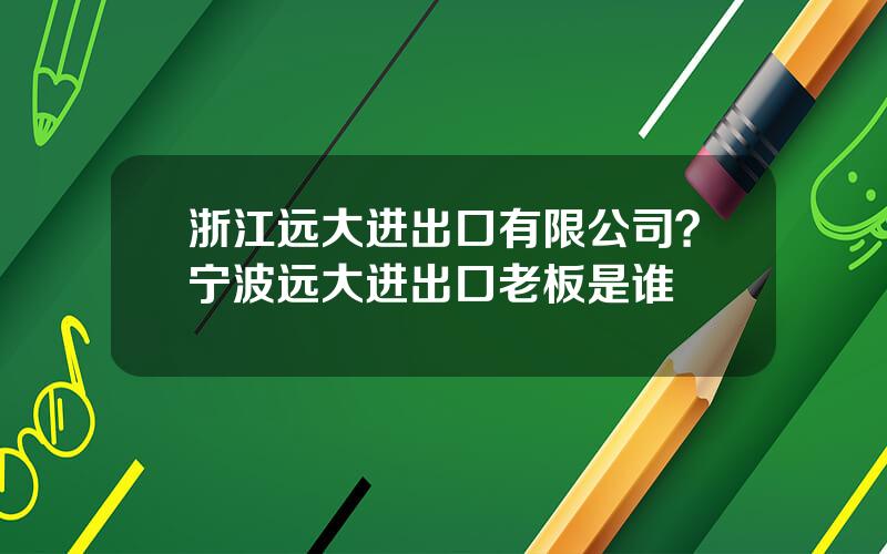 浙江远大进出口有限公司？宁波远大进出口老板是谁