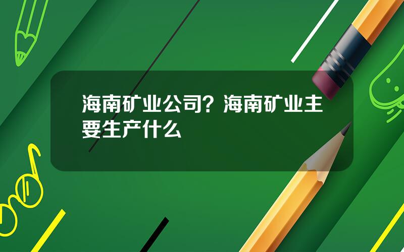 海南矿业公司？海南矿业主要生产什么