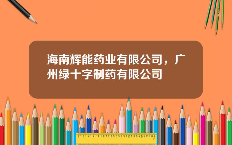 海南辉能药业有限公司，广州绿十字制药有限公司