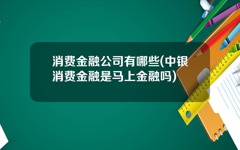 消费金融公司有哪些(中银消费金融是马上金融吗)