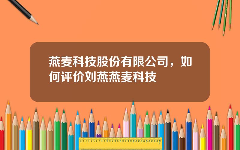 燕麦科技股份有限公司，如何评价刘燕燕麦科技