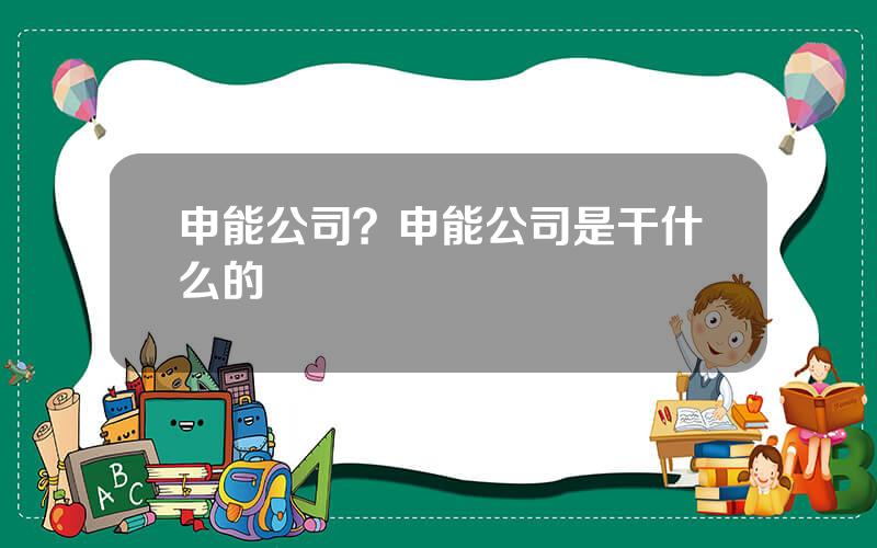 申能公司？申能公司是干什么的