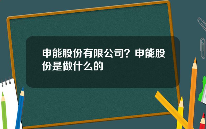 申能股份有限公司？申能股份是做什么的