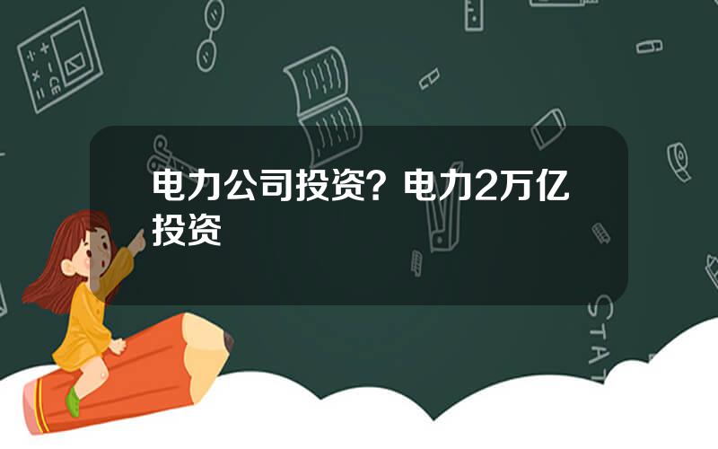 电力公司投资？电力2万亿投资