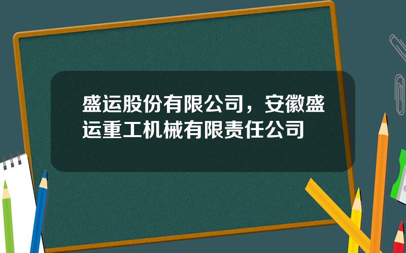 盛运股份有限公司，安徽盛运重工机械有限责任公司