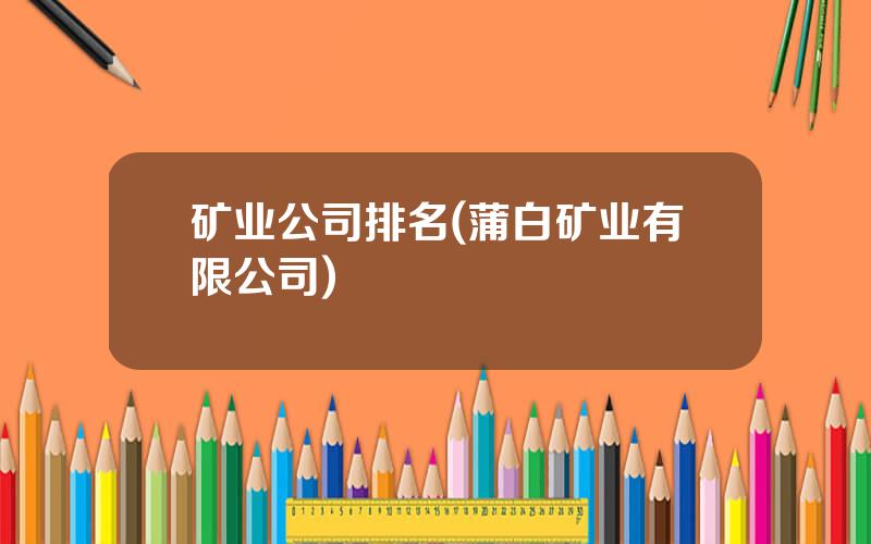 矿业公司排名(蒲白矿业有限公司)