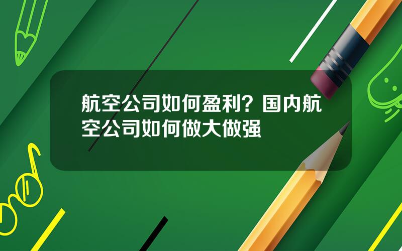 航空公司如何盈利？国内航空公司如何做大做强