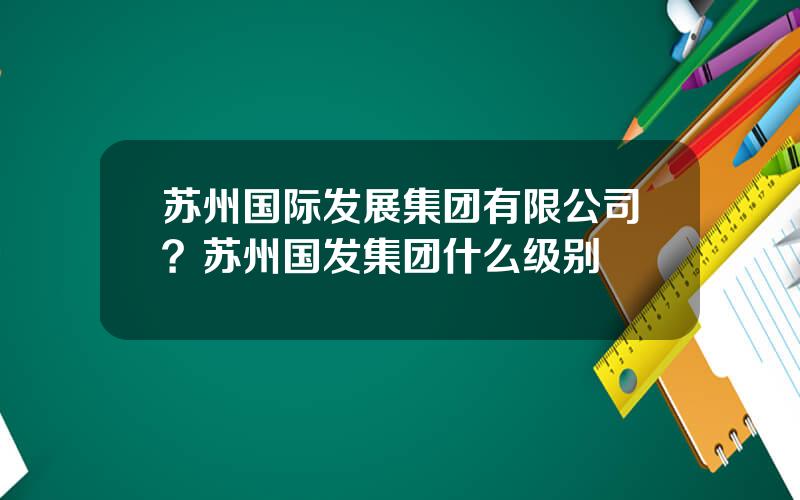 苏州国际发展集团有限公司？苏州国发集团什么级别